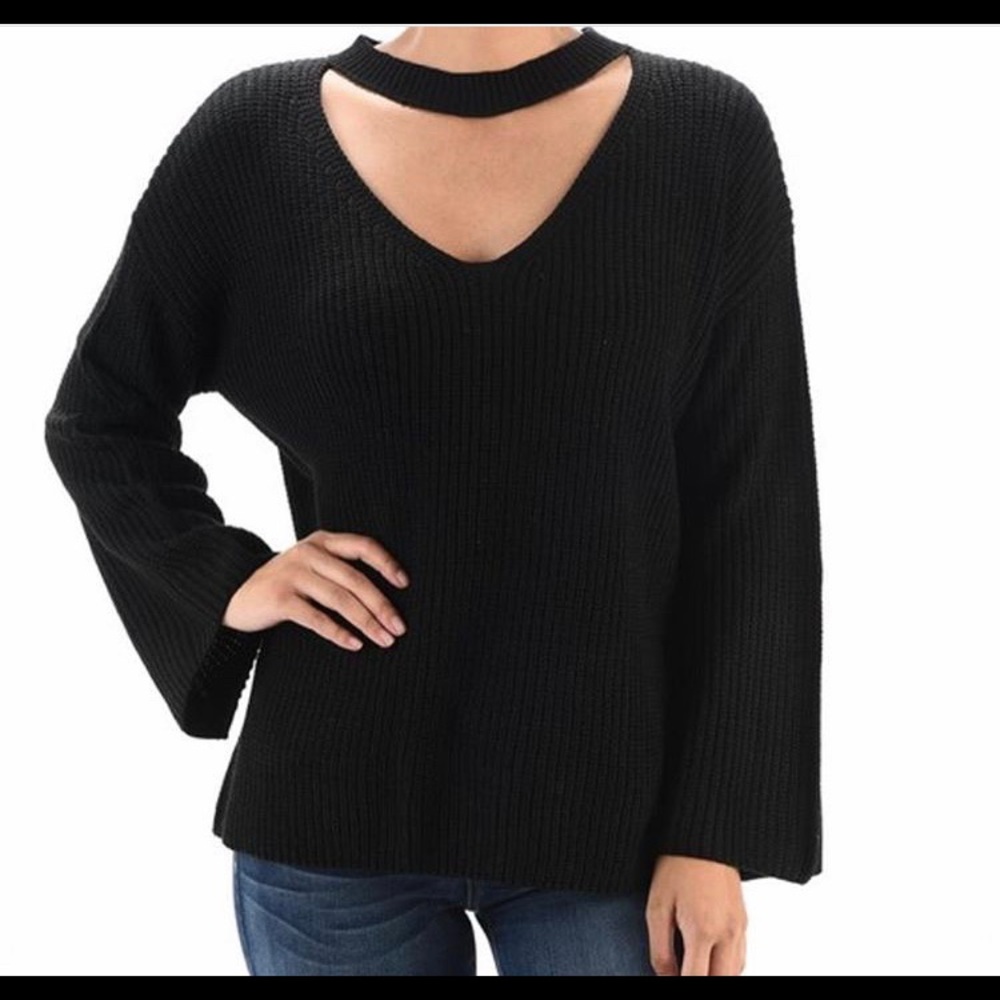 Judy Blue Knit Choker Neck Sweater w/Bell Sleeves - Picture 2 of 5